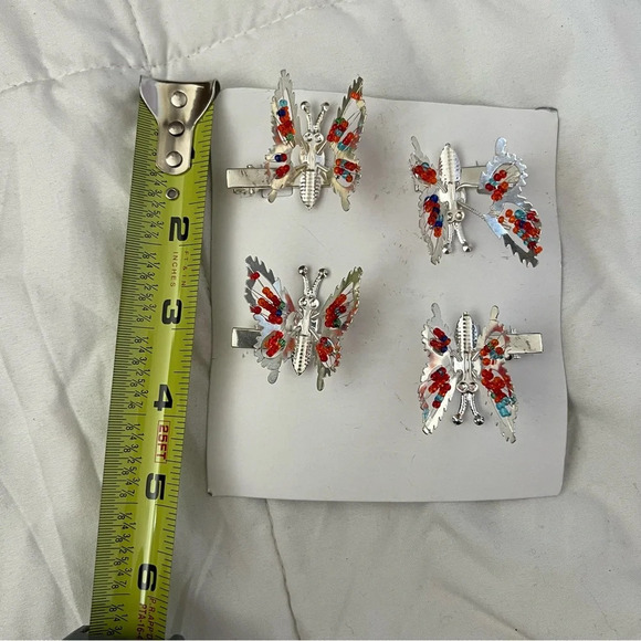 Set of 18 Brand New Metallic Beaded Butterfly Hair Clips - Picture 7 of 10